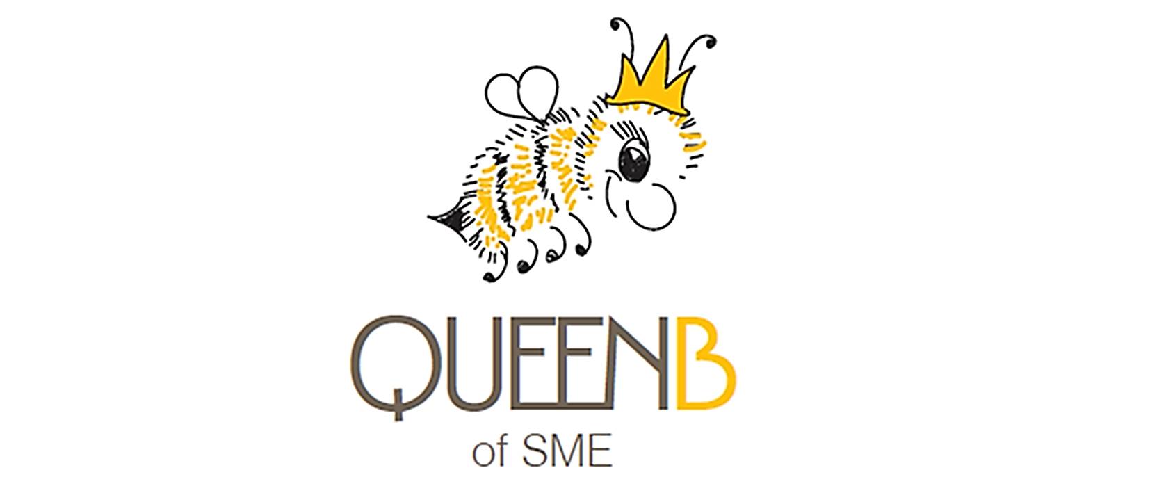 QueenB logo design, bee illustration